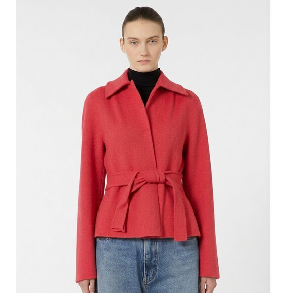 MaxMara Jackets & Blazers - Max Mara Cucito A Mano Cashgora Wool Angora Belted Jacket Coral Sz 8